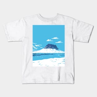 Kirkjufell Mountain near Grundarfjorou in Iceland WPA Art Deco Poster Kids T-Shirt